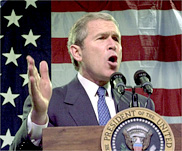 [ Spatially 'strange' photo of George W Bush looking like Dan Quayle ]